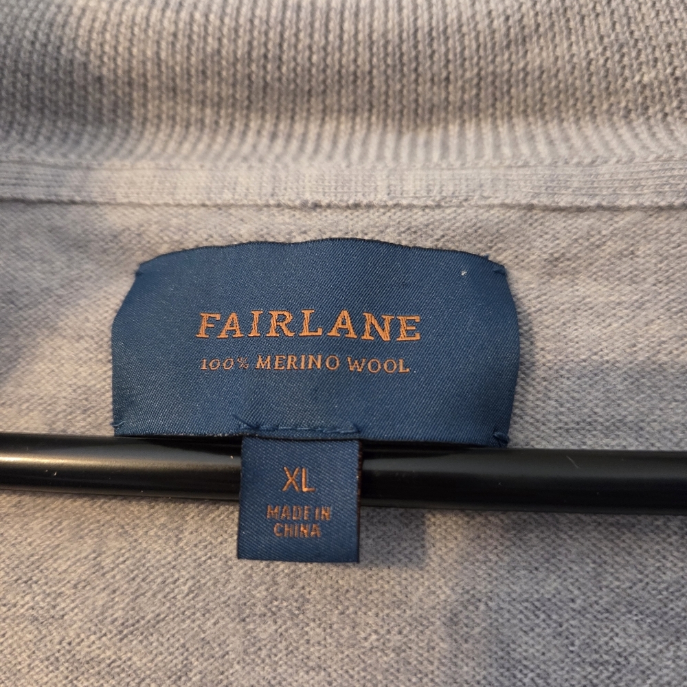 Fairlane Quarter Zip Pullover Sweater Men's XL Heather Grey 100% Merino Wool - Picture 5 of 11